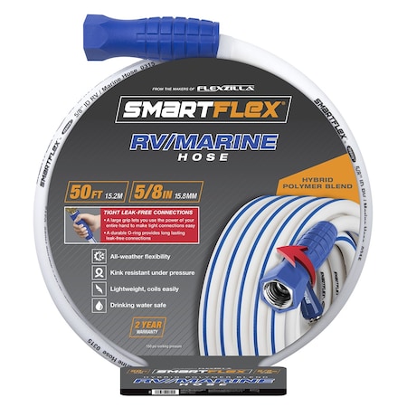 Smartflex RV/Marine Hose, 5/8in x 50ft, 3/4in - 11 1/2 GHT Fittings HSFRV550